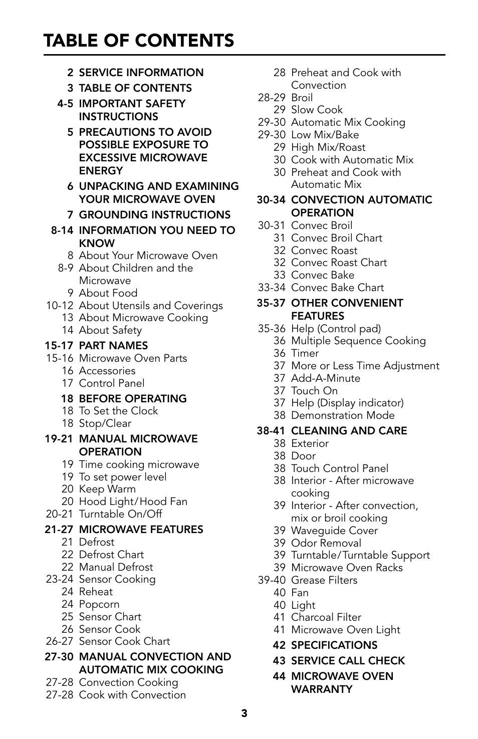 Viking Built-In Convection Microwave Hood User Manual | Page 3 / 44