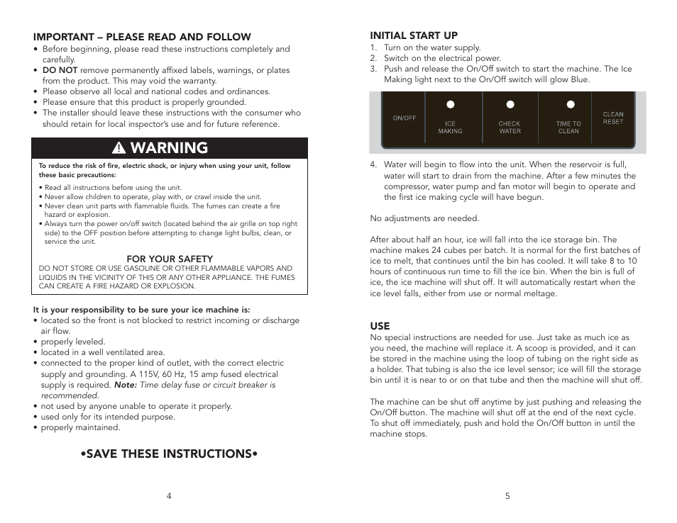 Warning, Save these instructions | Viking F20733EN User Manual | Page 3 / 8