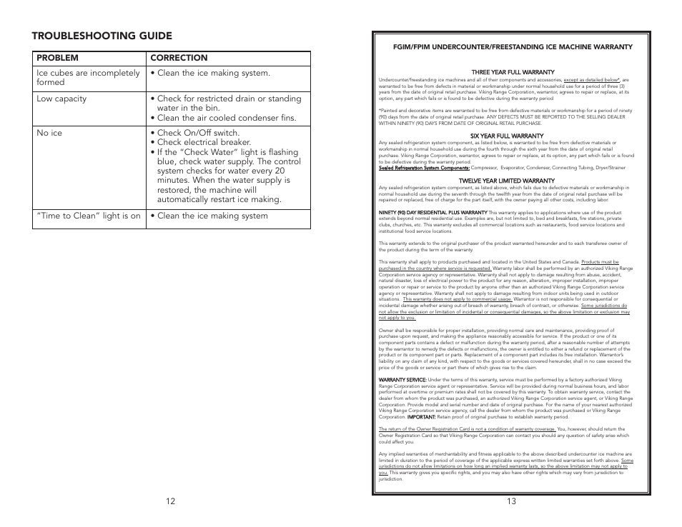 Troubleshooting guide | Viking F20733EN User Manual | Page 7 / 8