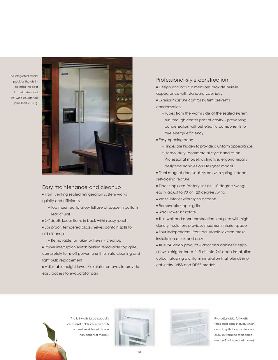 Easy maintenance and cleanup, Professional-style construction | Viking High-Performance Kitchen User Manual | Page 10 / 64