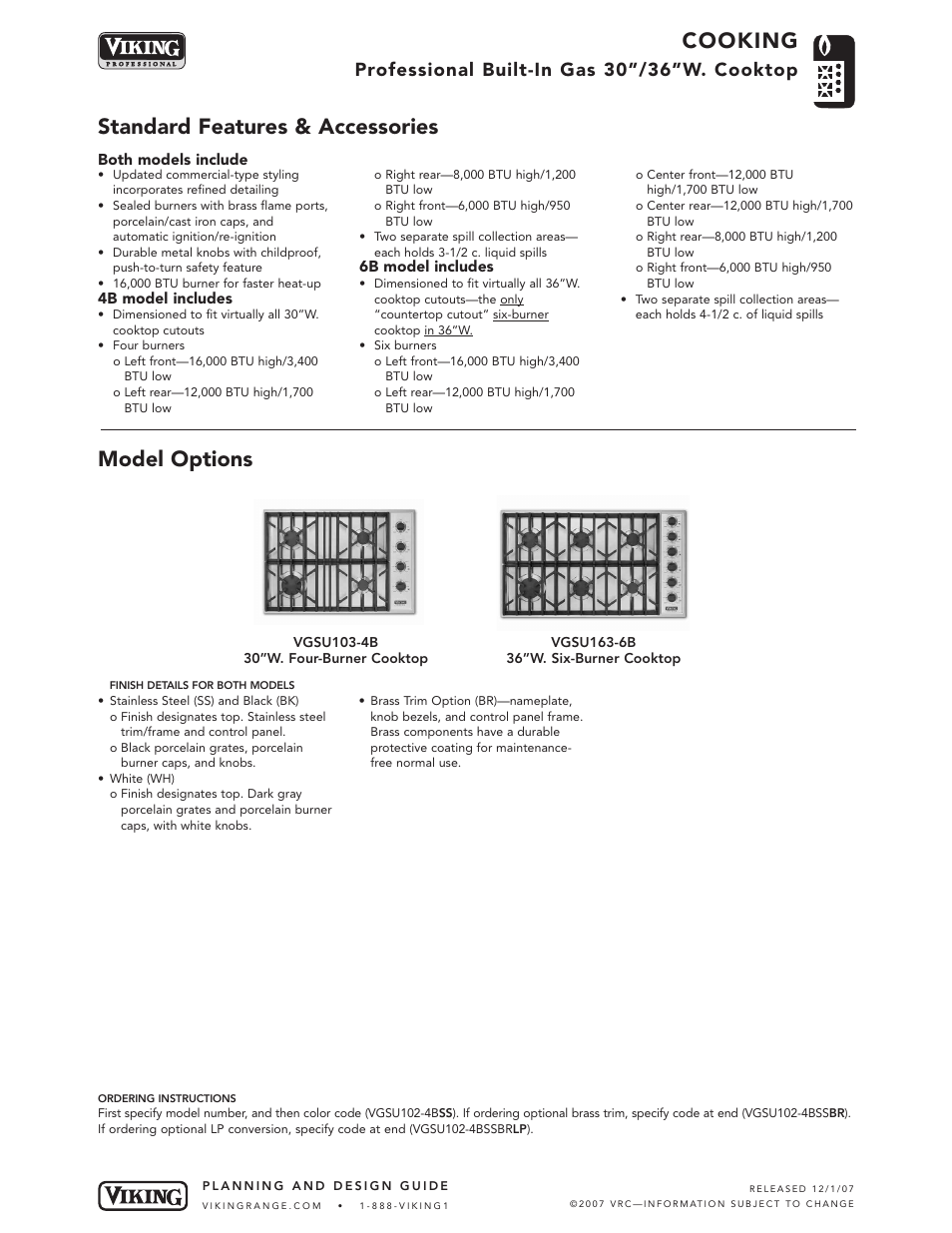 Viking VGSU163-6B User Manual | 5 pages