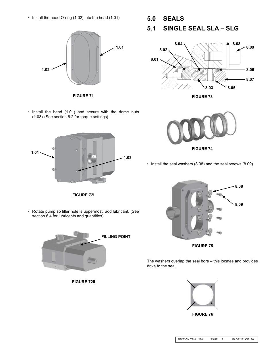 0 seals 5.1 single seal sla – slg | Viking SLAL User Manual | Page 23 / 36