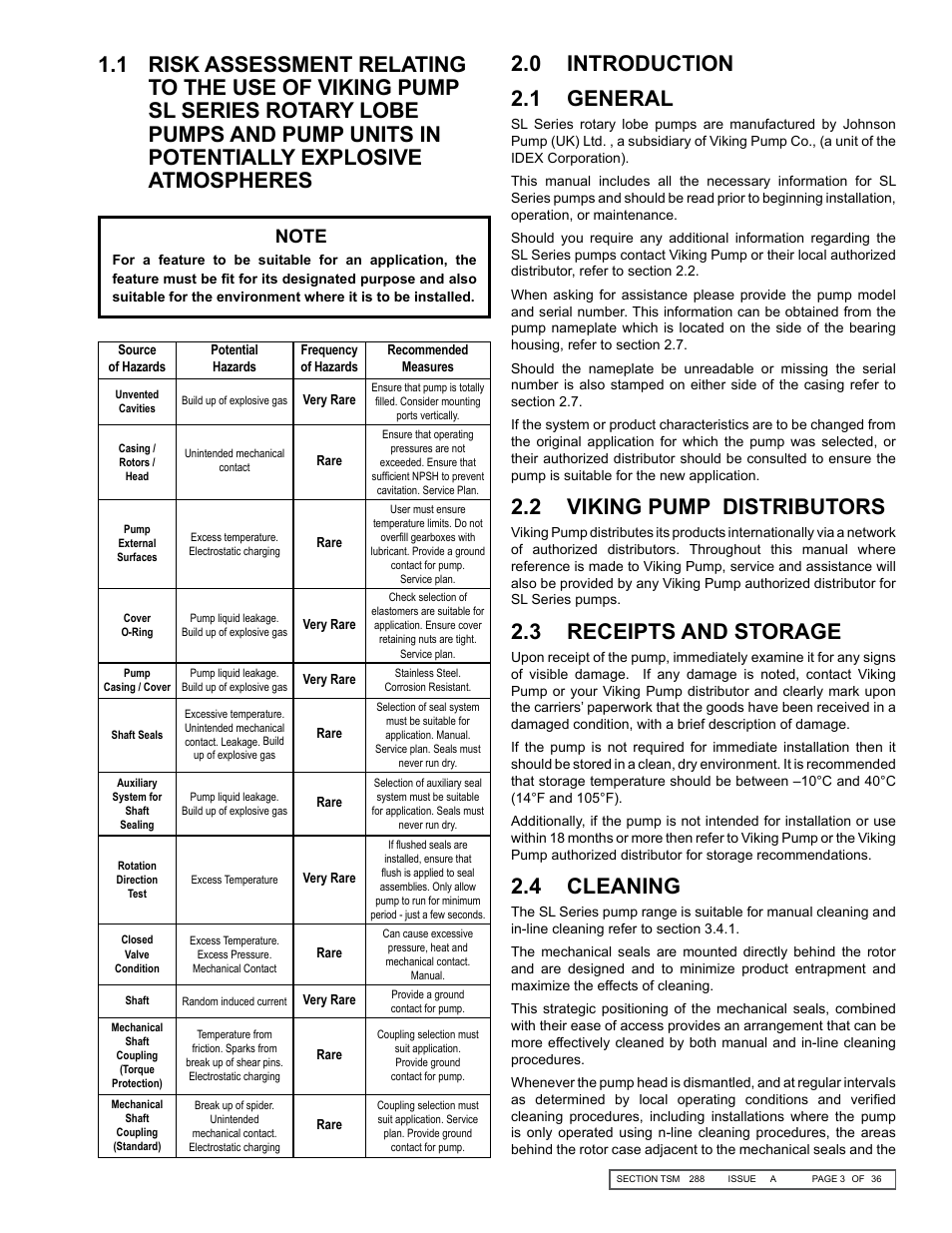 2 viking pump distributors, 3 receipts and storage, 4 cleaning | Viking SLAL User Manual | Page 3 / 36