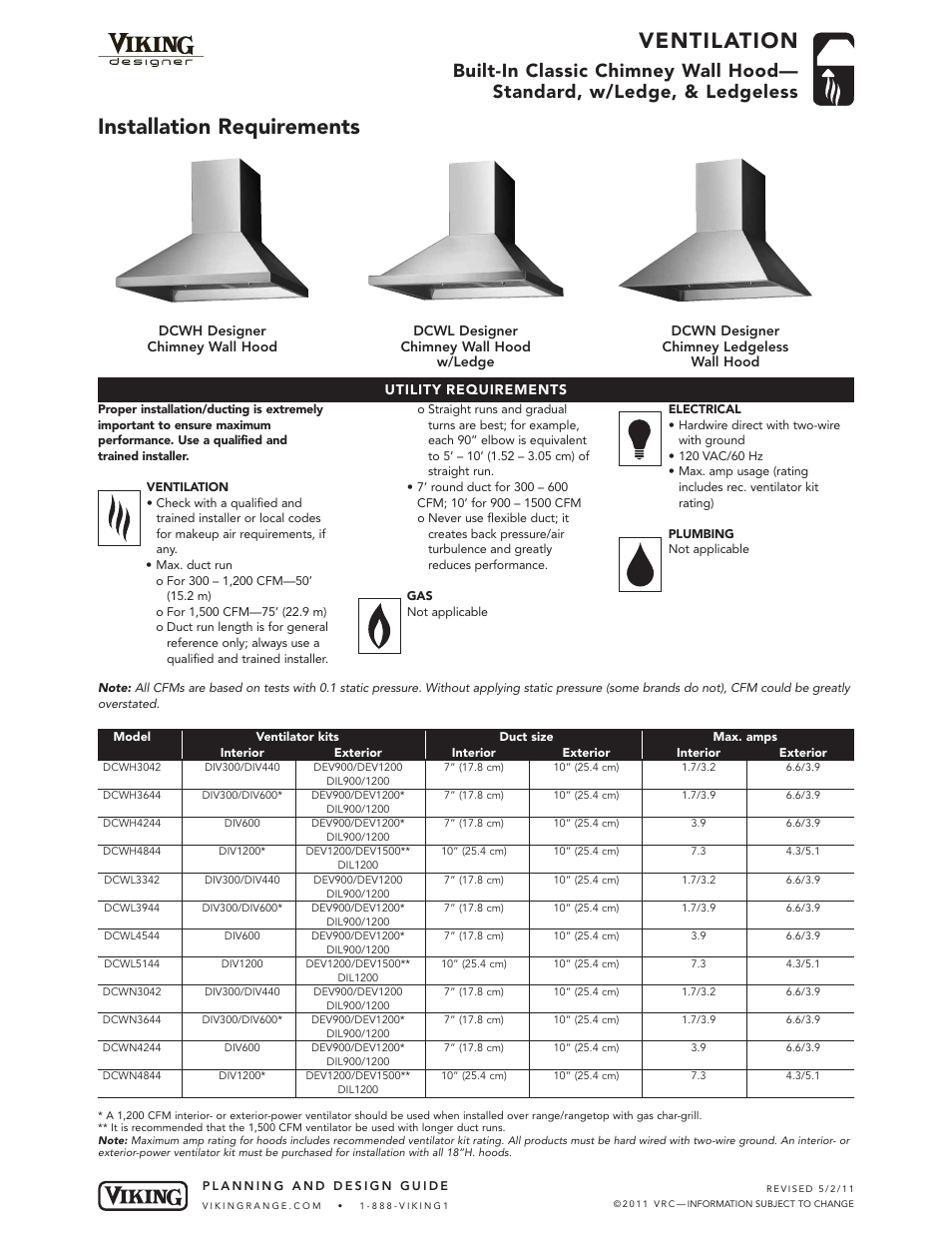 Ventilation, Installation requirements | Viking DCWL User Manual | Page 5 / 7