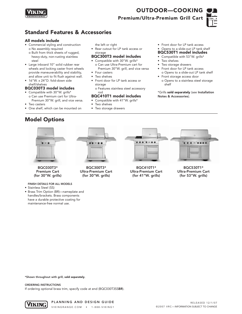 Viking BQC530T1 User Manual | 6 pages