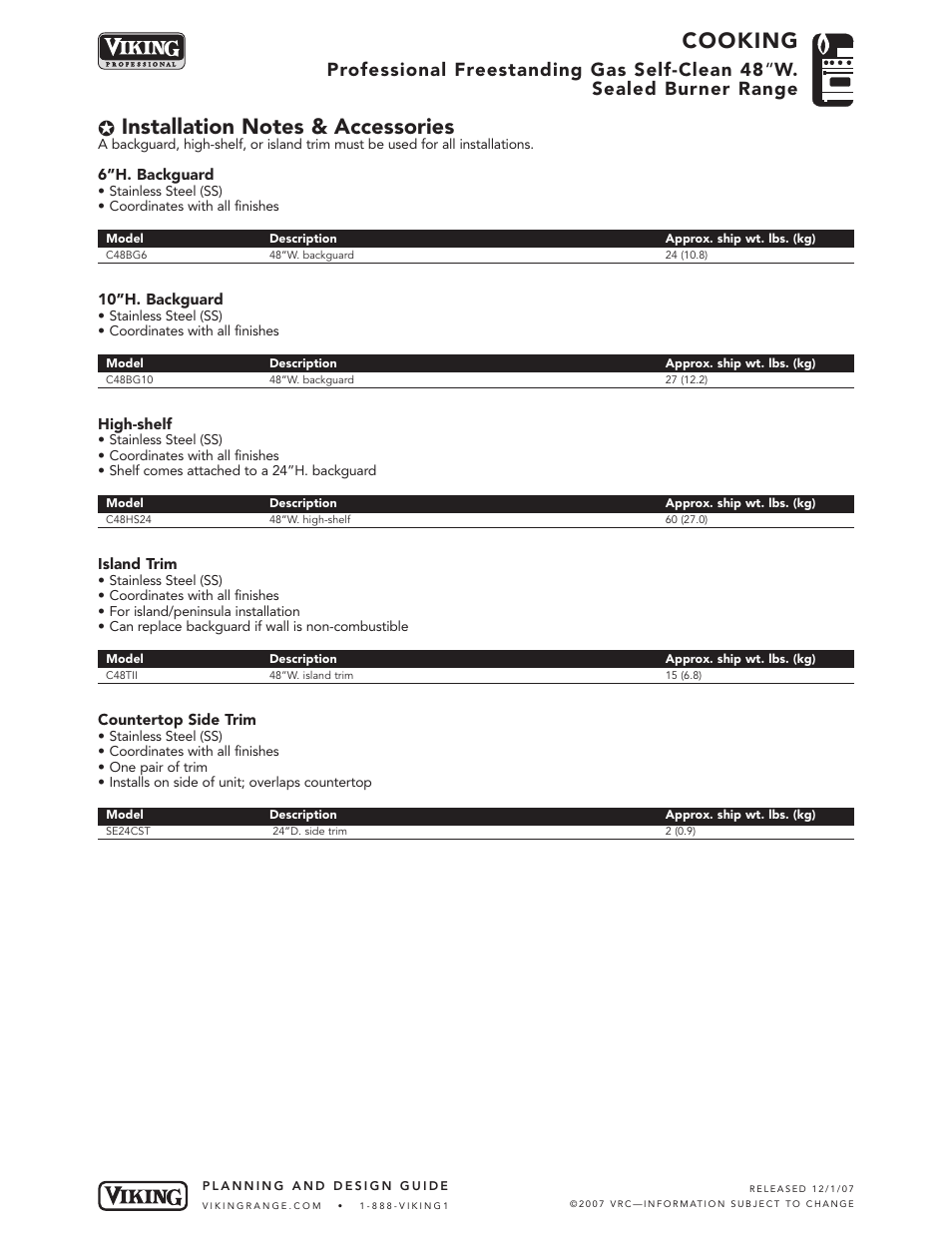 Cooking | Viking VGSC487-4G* User Manual | Page 7 / 8