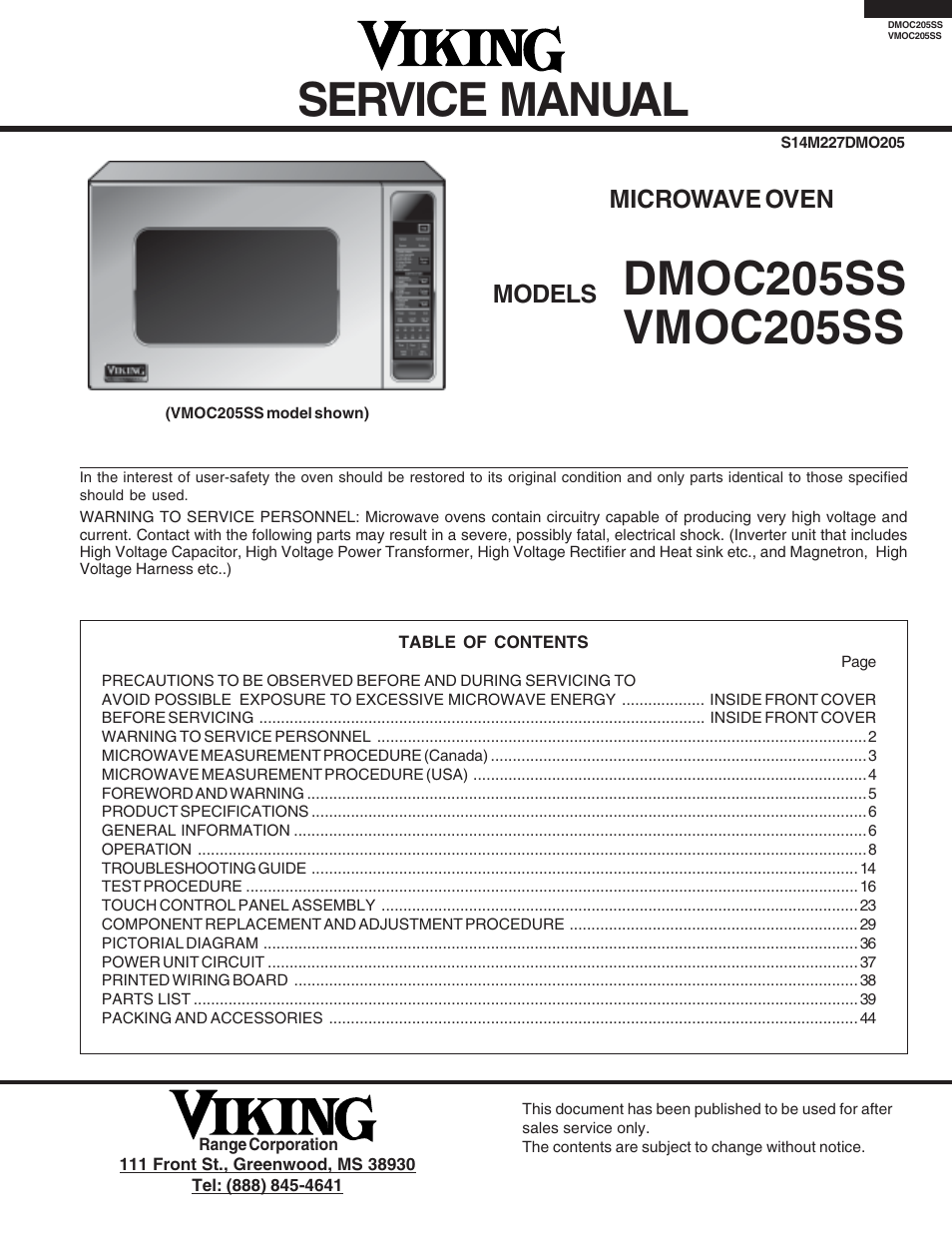 Viking DMOC205SS User Manual | 48 pages