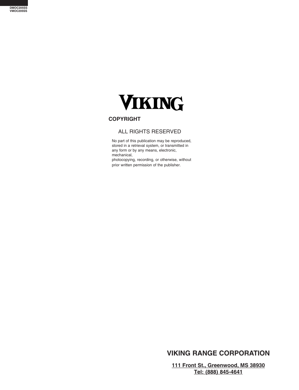 Viking range corporation | Viking DMOC205SS User Manual | Page 48 / 48