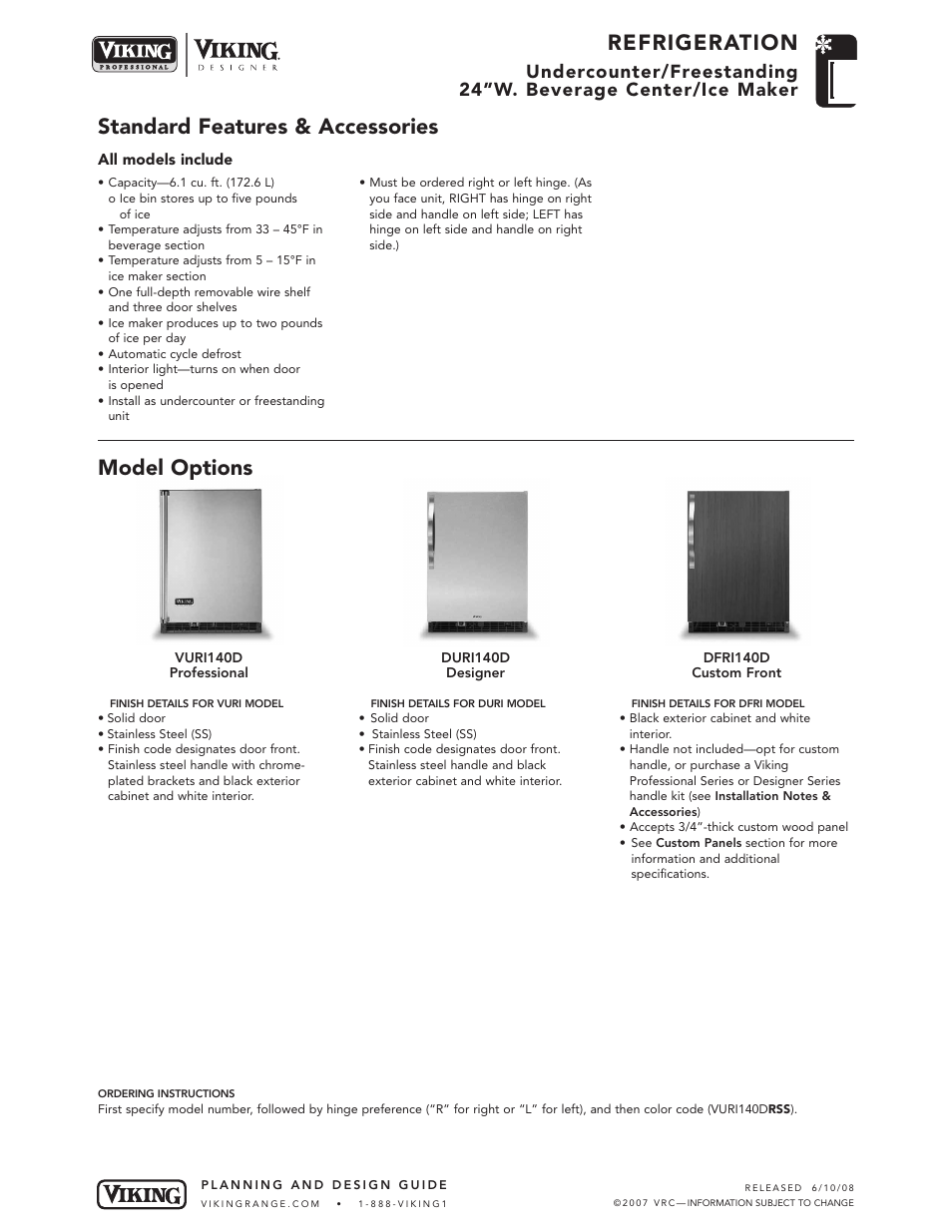 Viking DFRI140D User Manual | 5 pages