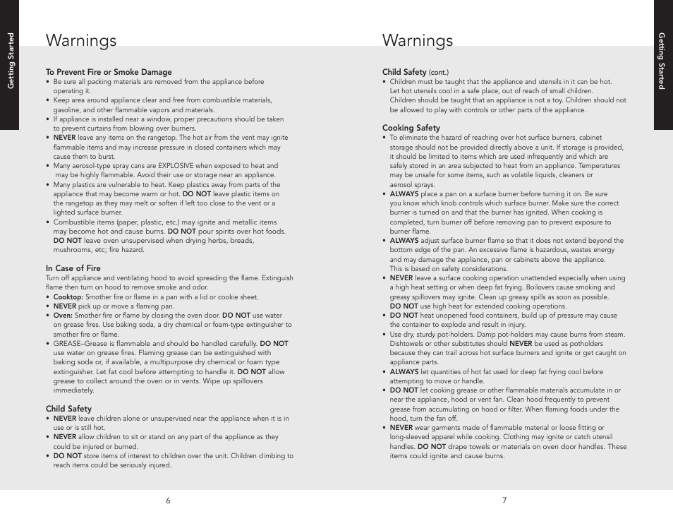 Warnings | Viking F20705A EN User Manual | Page 4 / 22