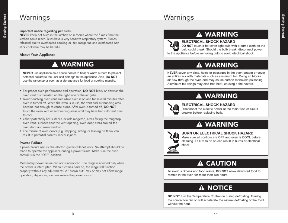 Warnings, Warning, Warning caution | Notice | Viking F20705A EN User Manual | Page 6 / 22