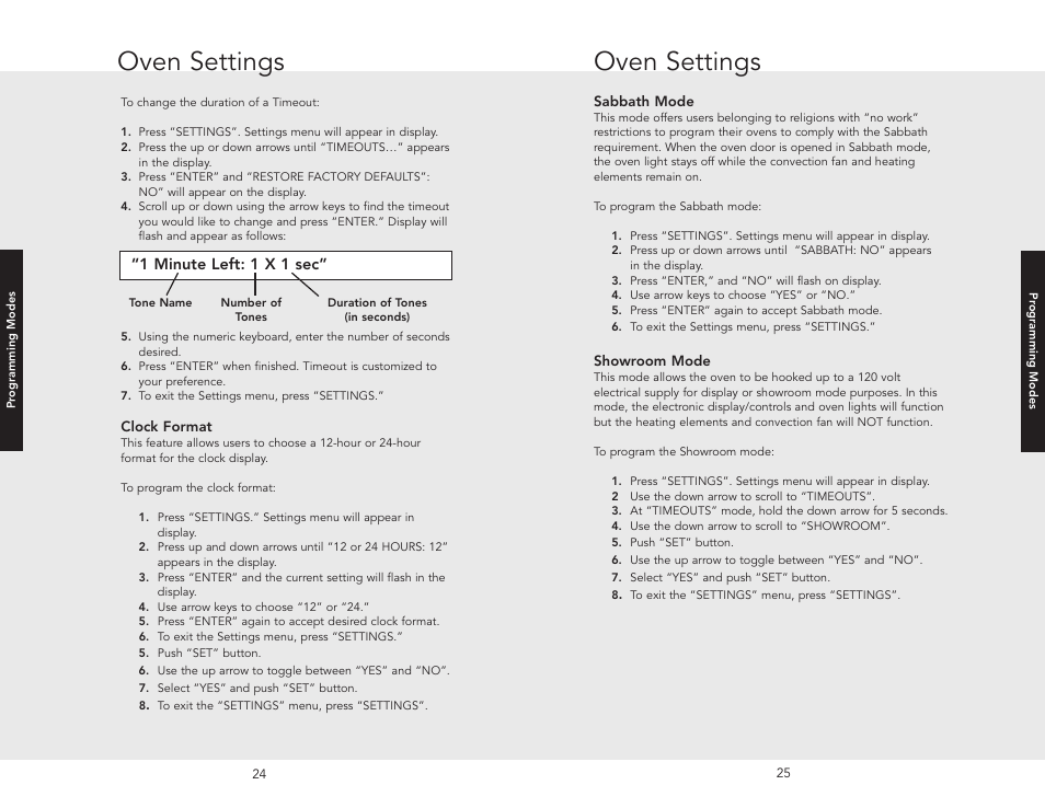 Oven settings | Viking F20366B User Manual | Page 13 / 30