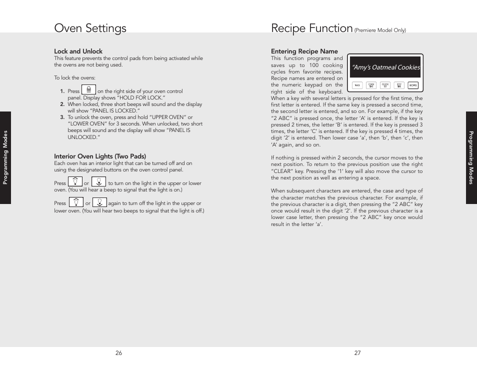 Oven settings recipe function | Viking F20366B User Manual | Page 14 / 30