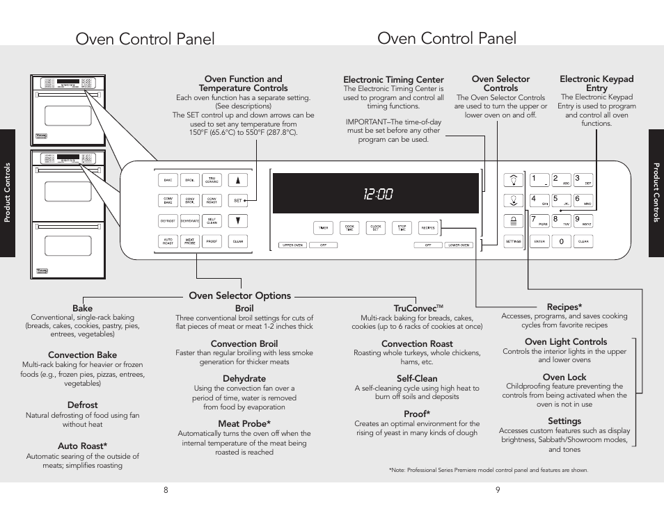 Oven control panel | Viking F20366B User Manual | Page 5 / 30