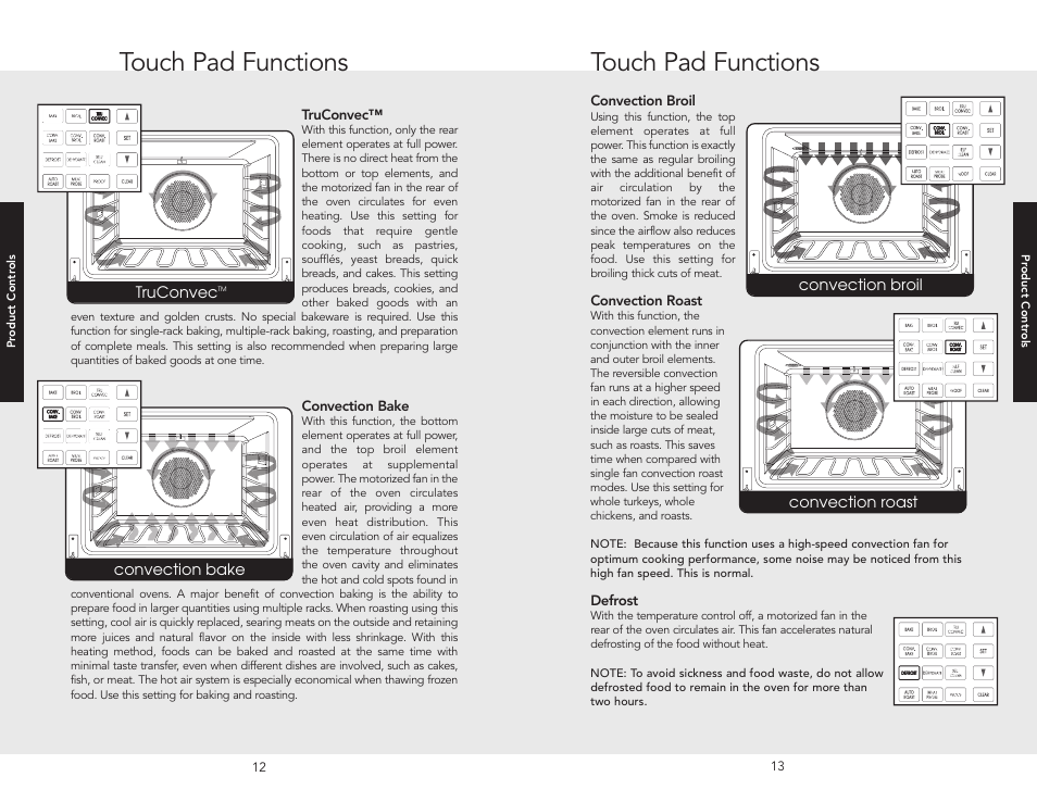 Touch pad functions | Viking F20366B User Manual | Page 7 / 30