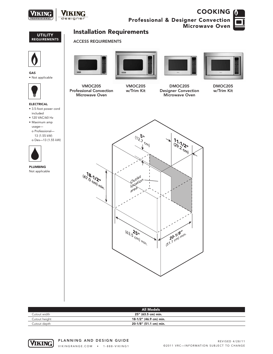 Cooking, Installation requirements, Professional & designer convection microwave oven | Viking DMOC205 User Manual | Page 3 / 4
