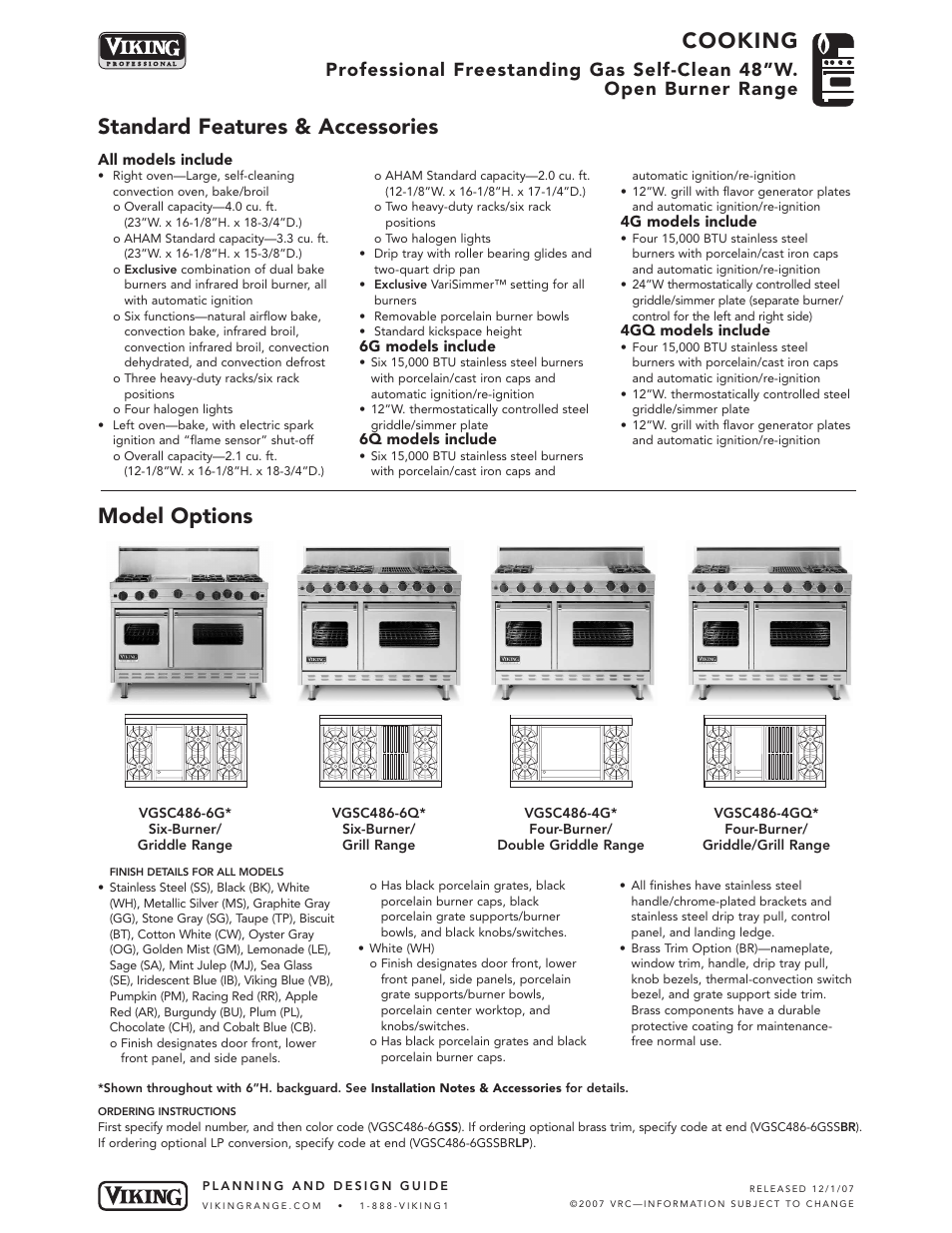 Viking VGSC486 User Manual | 6 pages