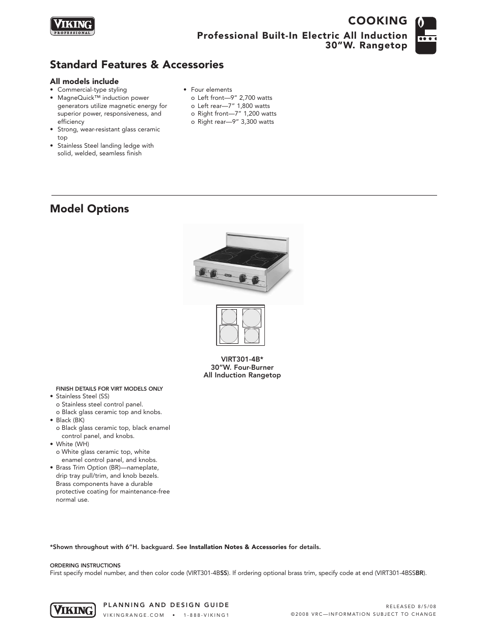 Viking Cooking VIRT301-4B* User Manual | 5 pages