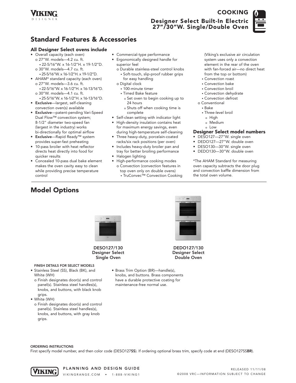 Viking DEDO127/130 User Manual | 5 pages