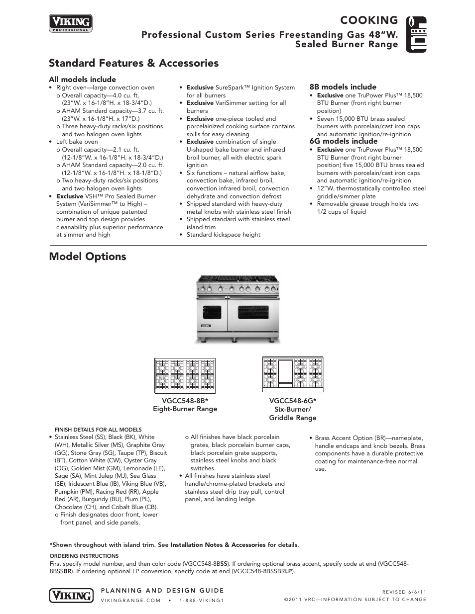 Viking VGCC548-8B User Manual | 8 pages