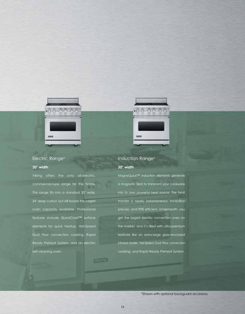 Electric range, Induction range | Viking M0908F60094G User Manual | Page 13 / 64