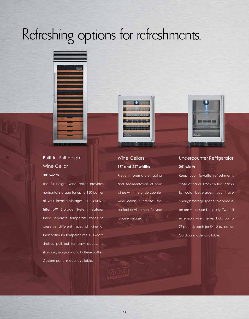 Refreshing options for refreshments | Viking M0908F60094G User Manual | Page 44 / 64