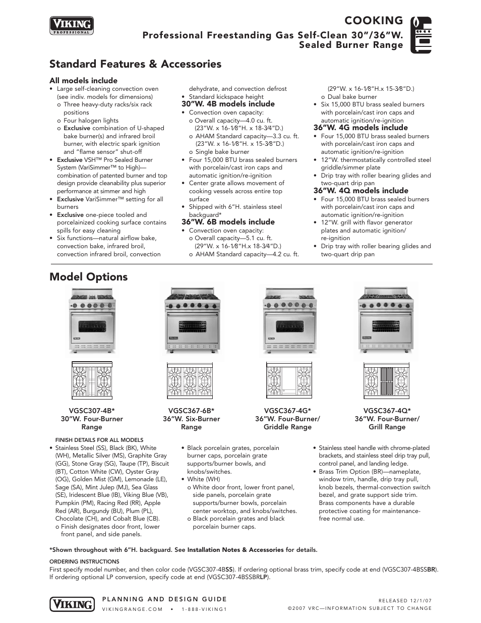 Viking VGSC307-4BSS User Manual | 6 pages