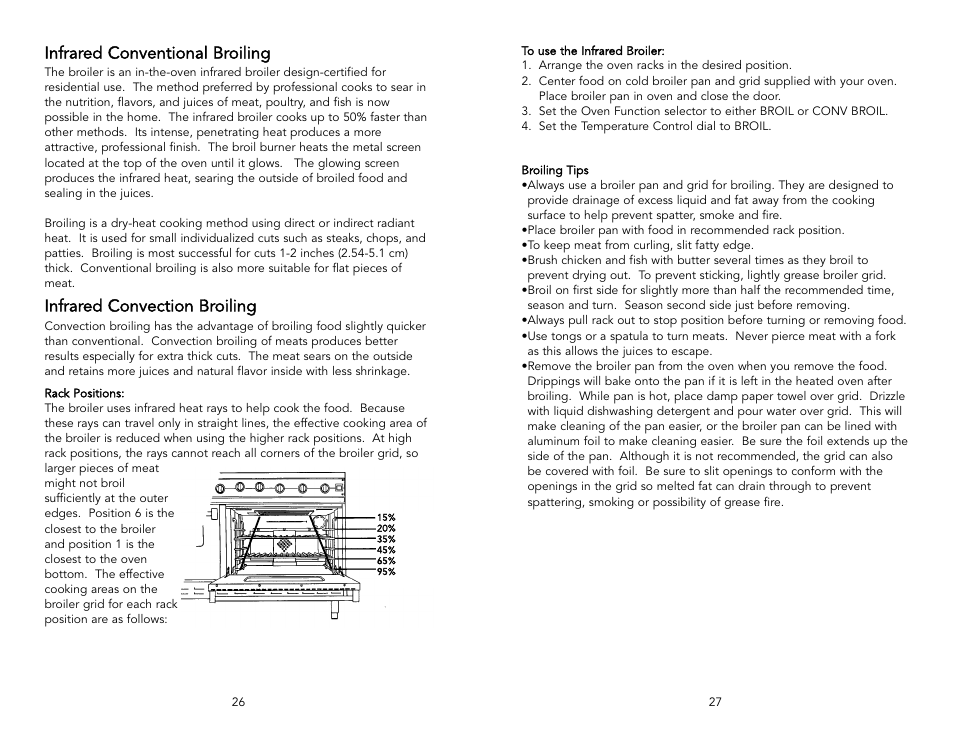 Infrared conventional broiling, Infrared convection broiling | Viking F1737H User Manual | Page 14 / 20