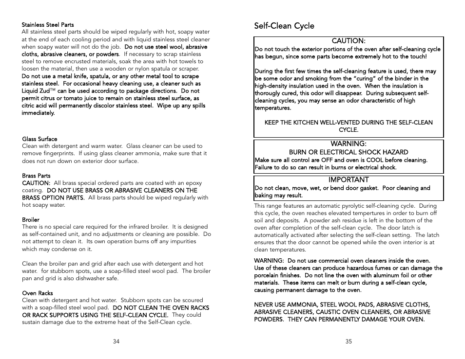 Self-clean cycle | Viking F1737H User Manual | Page 18 / 20