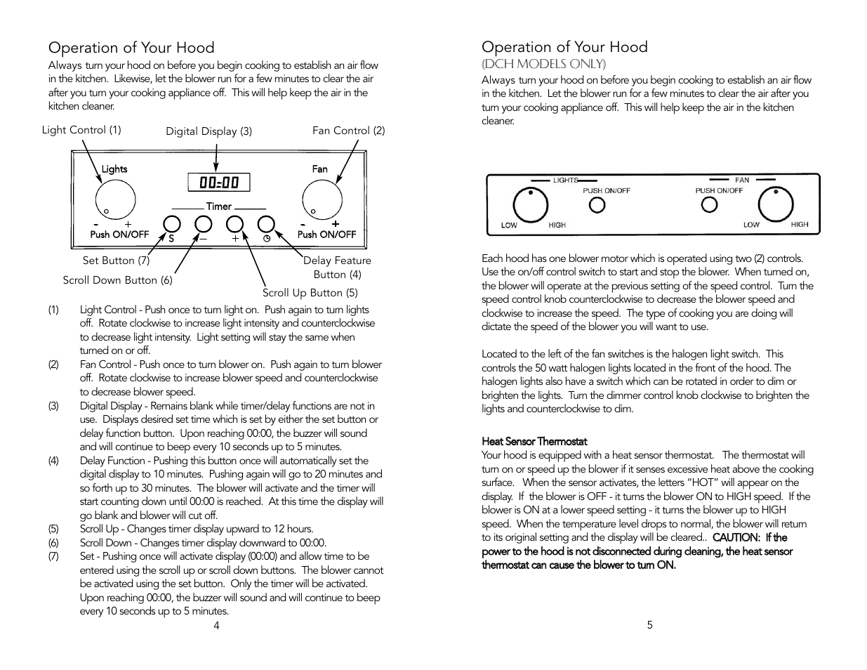 Operation of your hood | Viking F20039C User Manual | Page 3 / 6