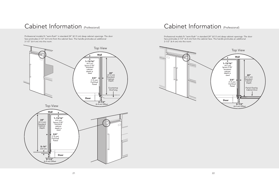 Cabinet information, Top view, Professional) | Viking AF/AR User Manual | Page 11 / 26