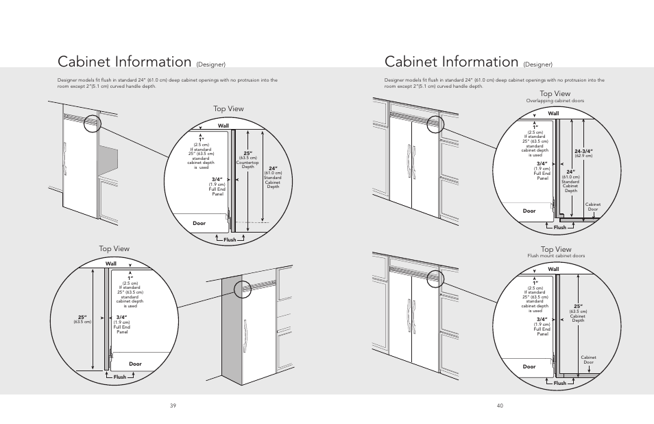 Cabinet information, Top view, Designer) | Viking AF/AR User Manual | Page 20 / 26