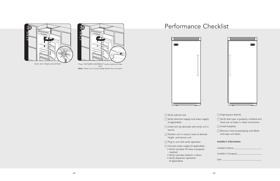 Performance checklist | Viking AF/AR User Manual | Page 25 / 26