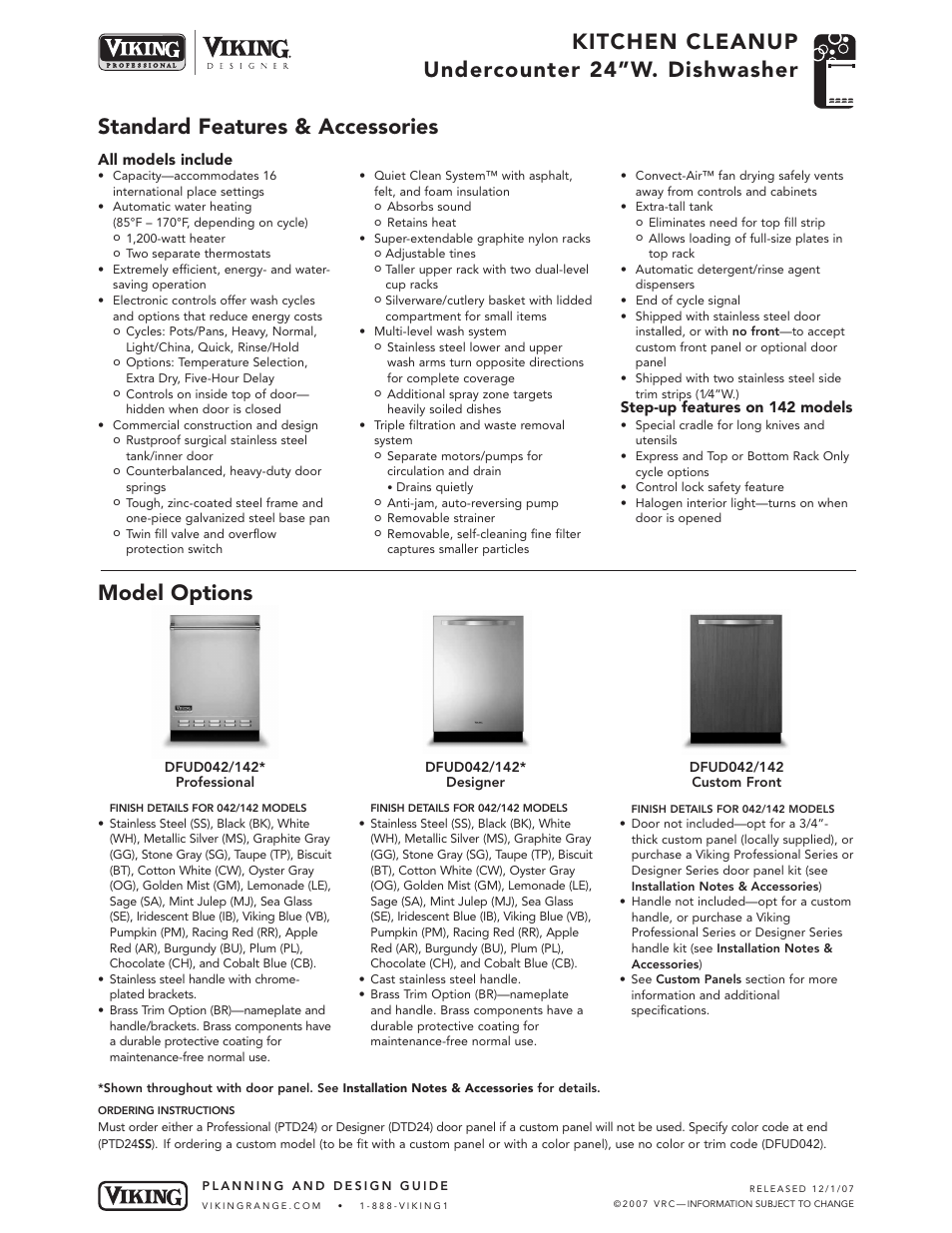 Viking DFUD042/142* Designer User Manual | 5 pages