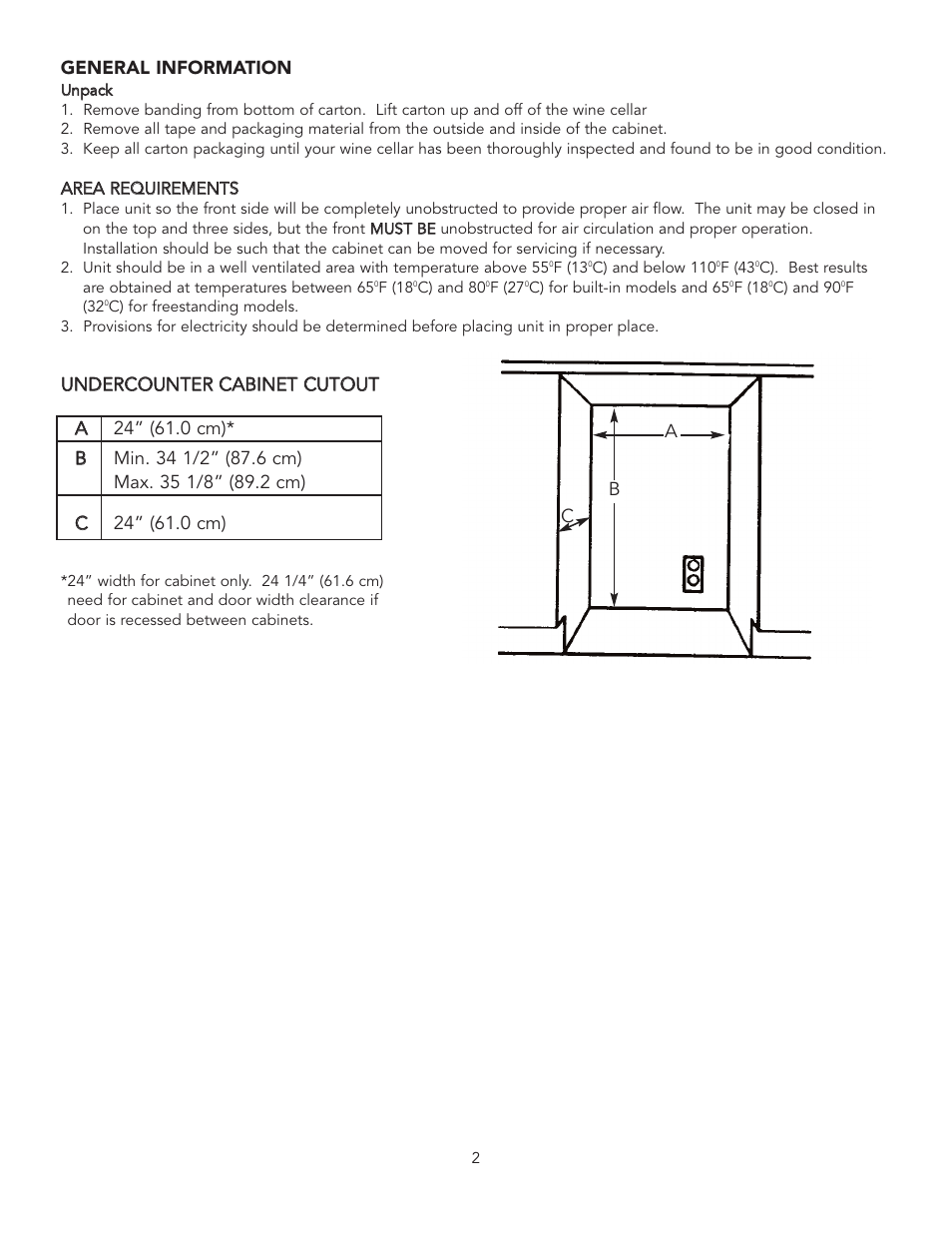 Viking UNDERCOUNTER/FREESTANDING WINE CELLAR User Manual | Page 2 / 14