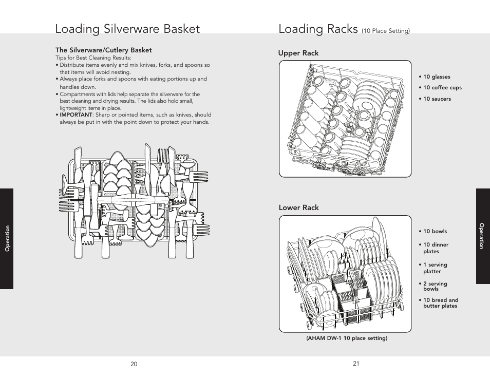 Loading silverware basket, Loading racks | Viking F20631E User Manual | Page 11 / 22