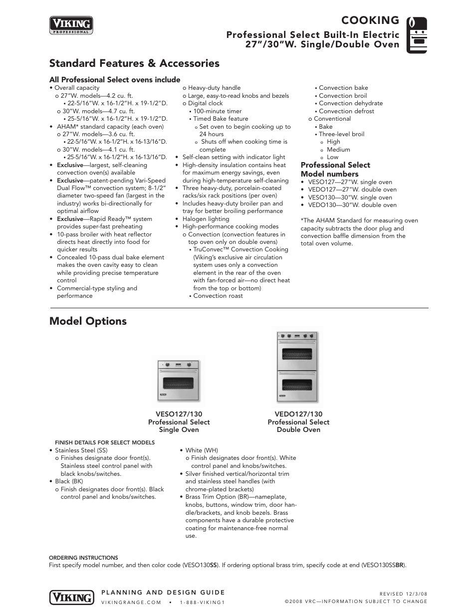 Viking VEDO127 User Manual | 5 pages