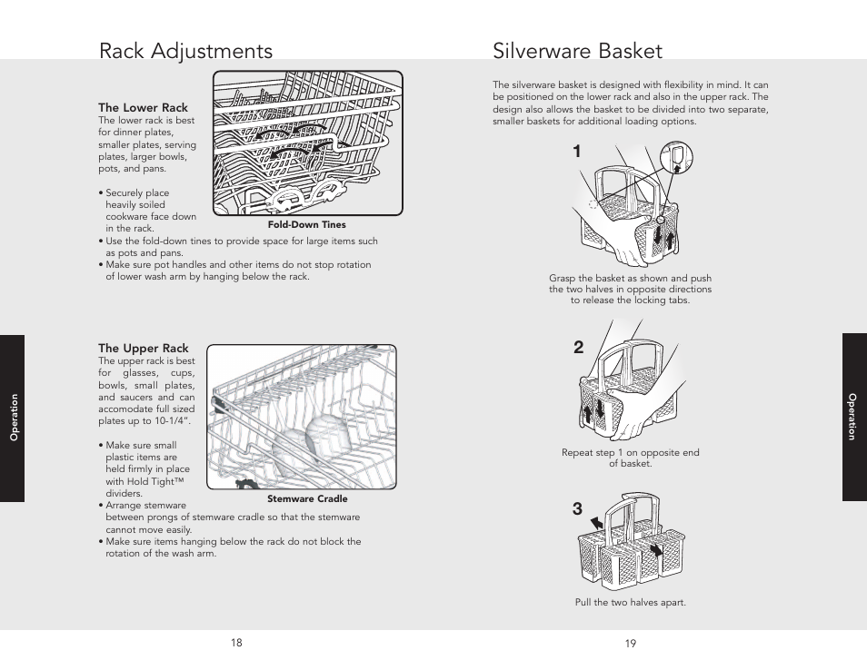 Rack adjustments silverware basket | Viking 450 User Manual | Page 10 / 22