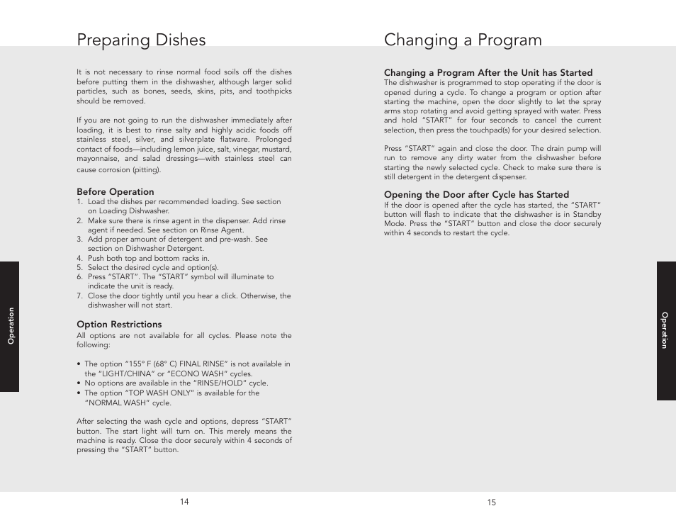 Changing a program, Preparing dishes | Viking 450 User Manual | Page 8 / 22