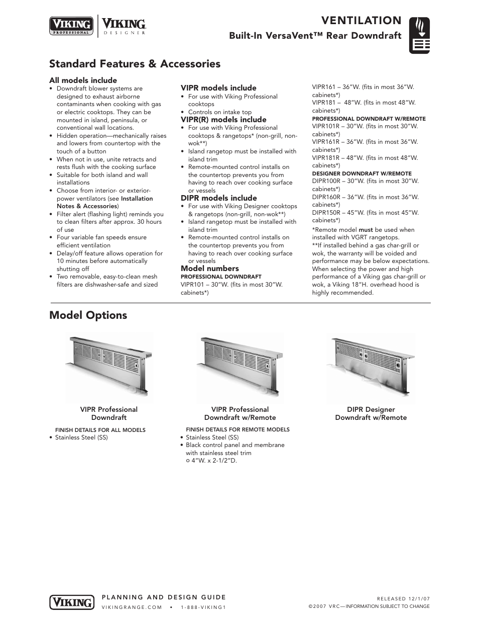 Viking VEDV User Manual | 7 pages