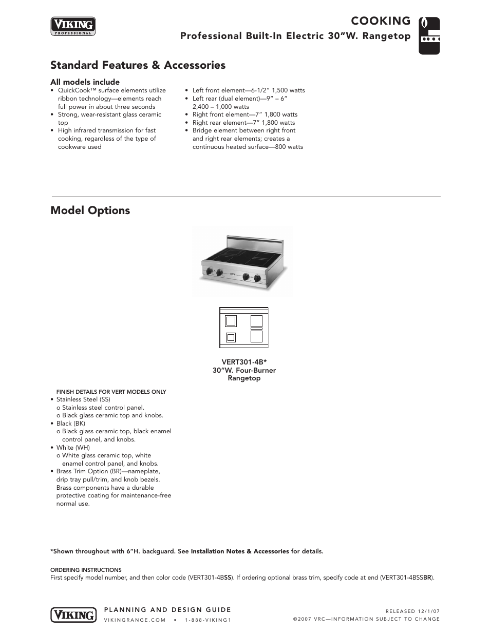 Viking VERT301-4B User Manual | 5 pages