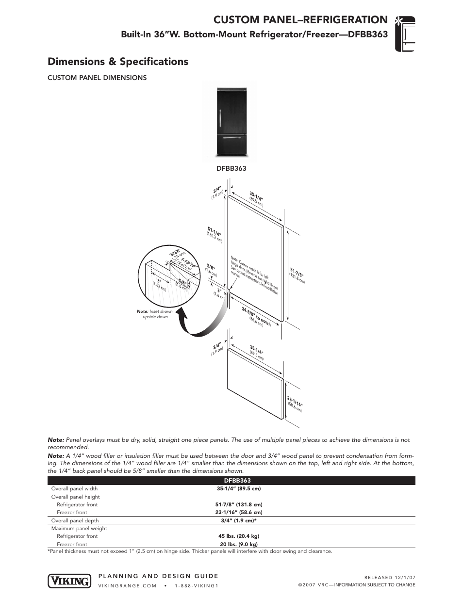 Viking DFBB363 User Manual | 4 pages