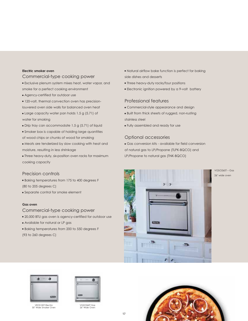 Commercial-type cooking power, Precision controls, Professional features | Optional accessories | Viking F60112I User Manual | Page 17 / 52