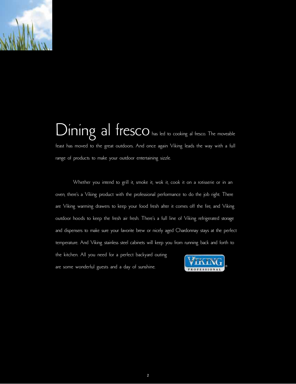 Dining al fresco | Viking F60112I User Manual | Page 2 / 52