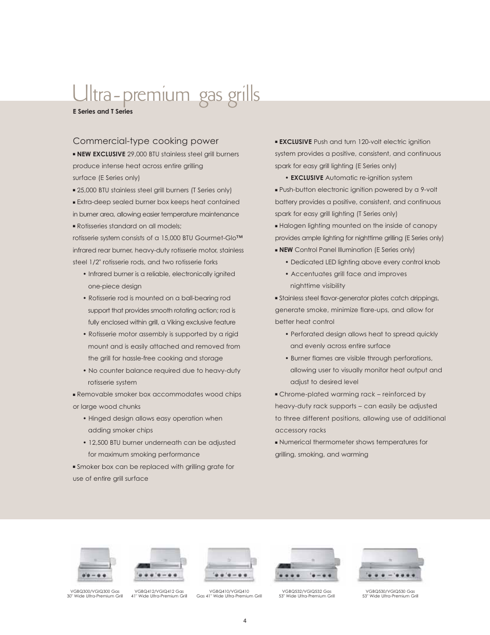 Ultra-premium gas grills, Commercial-type cooking power | Viking F60112I User Manual | Page 4 / 52