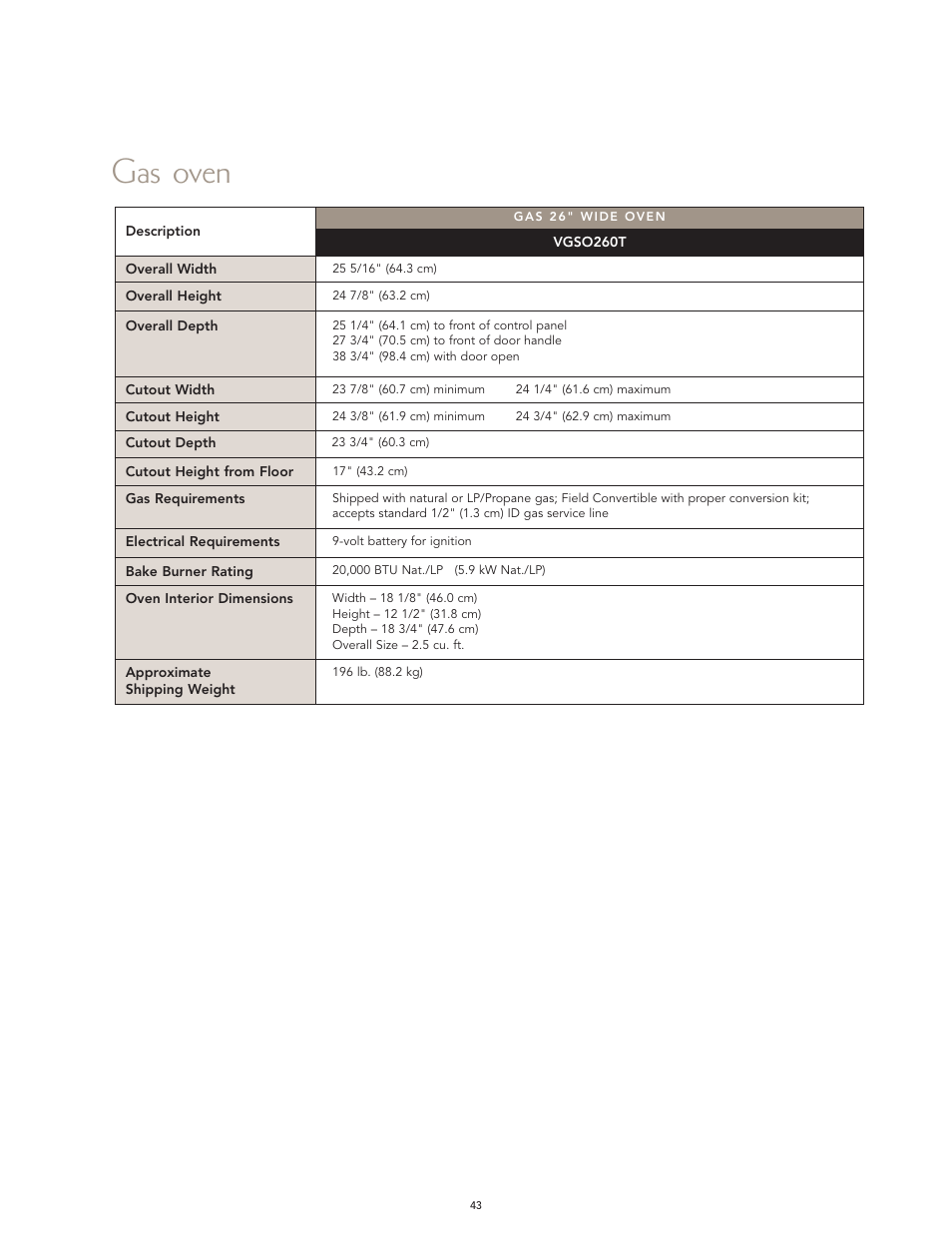 Gas oven | Viking F60112I User Manual | Page 43 / 52