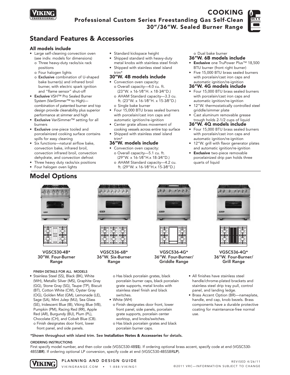 Viking VGSC530-4B* User Manual | 6 pages