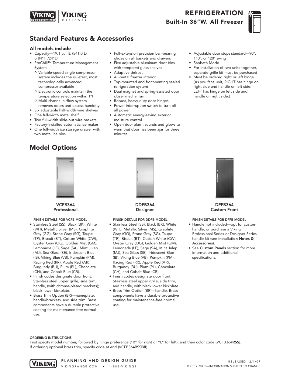 Viking VCFB364 User Manual | 9 pages