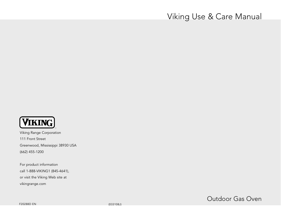 Viking F20288 User Manual | 10 pages