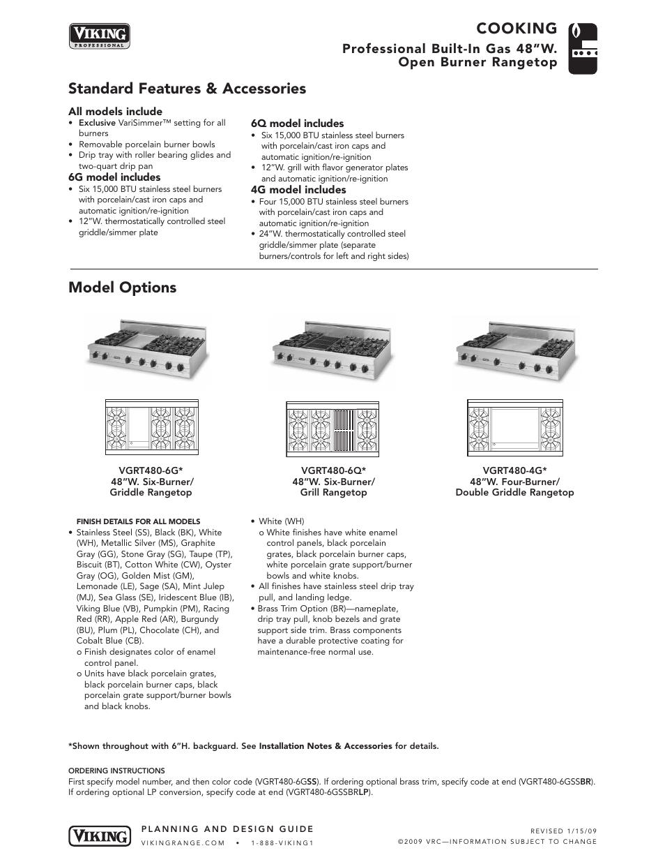 Viking VGRT480-6G User Manual | 6 pages